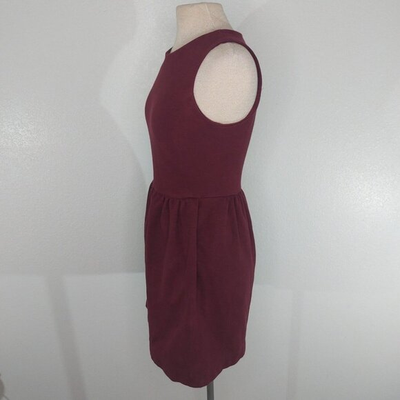 J Crew Womens Small Knit Daybreak Dress Round Neck Back Zip Sleeveless Burgundy - Picture 3 of 12